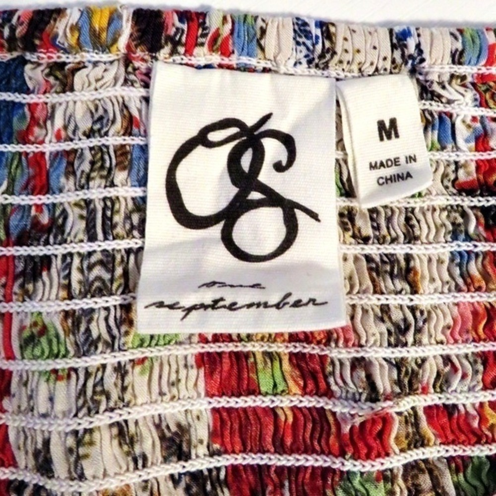 One September Embroidered Boho Tank Top Floral Sequin Rayon Medium - Picture 10 of 12